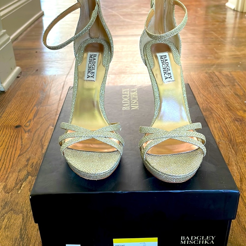Badgley Mischka gold sparkle heels